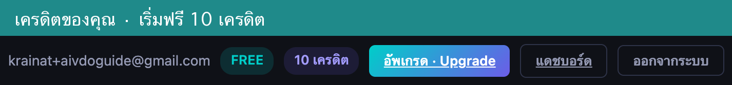 แถบบัญชีแสดงเครดิต