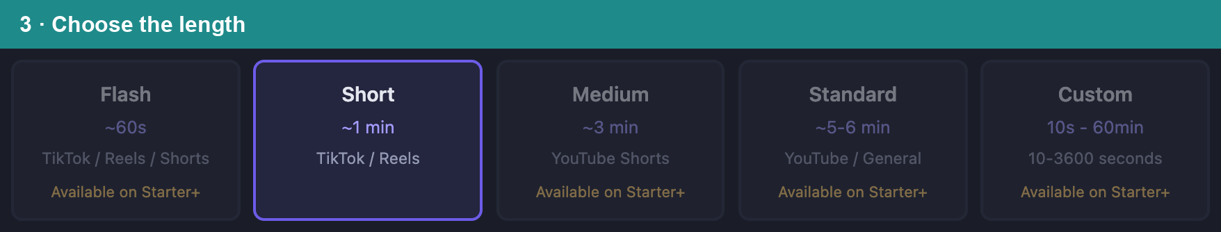 Choose video length